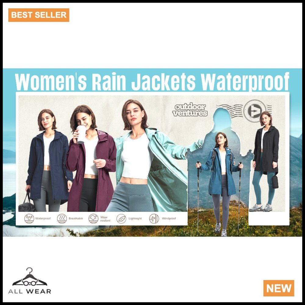 Waterproof Packable Lightweight Rain Jacket Trenc… - image 7